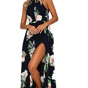 Navy blue floral maxi